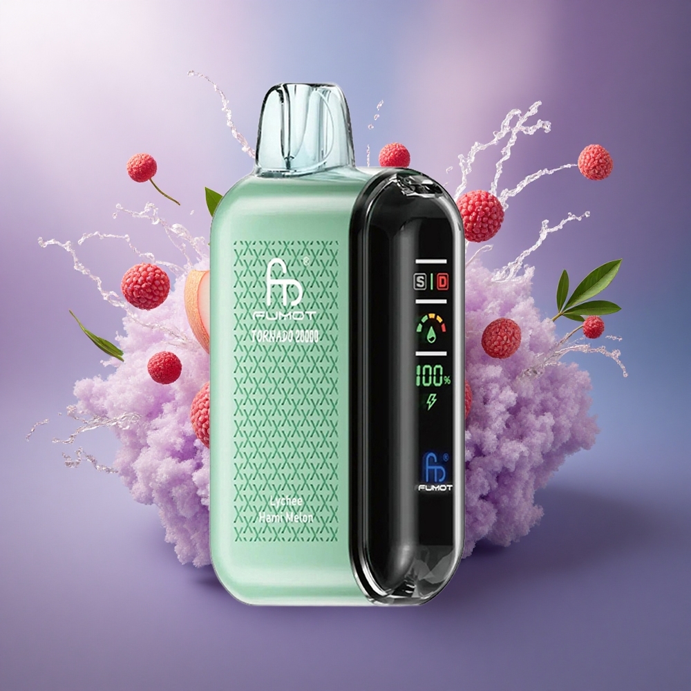 Fumot Tornado 20000 Puffs Lichia Melão Hami com Bateria 850mAh e 2 Nicotina