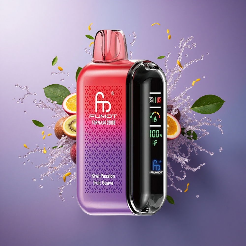 Fumot Tornado 20000 Puffs Maracujá Kiwi Goiaba com Dual Mesh Coil e 850mAh