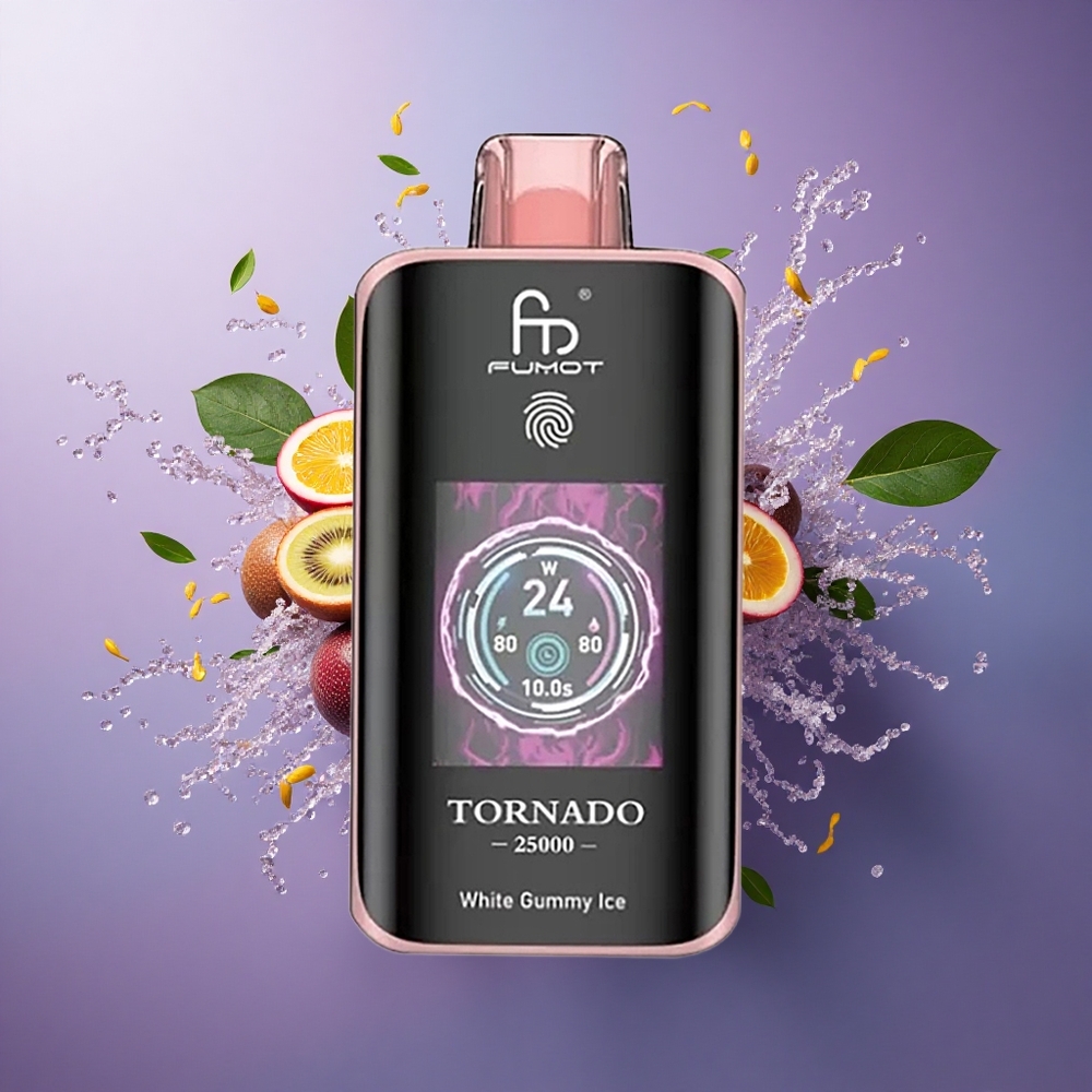 Fumot Tornado 25000 Puffs Maracujá Kiwi Goiaba Tela HD Bateria 700mAh Nicotina 0/2/3/5