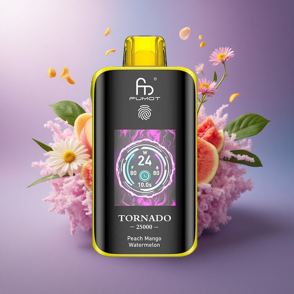 Fumot Tornado 25000 Puffs Pêssego Manga Melancia Água com 5 Nicotina e Bateria 700mAh