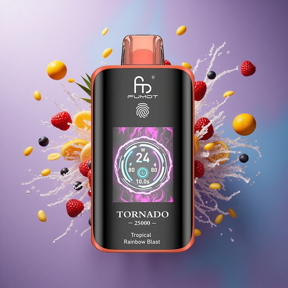 Fumot Tornado 25000 Puffs Explosão Tropical do Arco-Íris com Tela HD e 700mAh