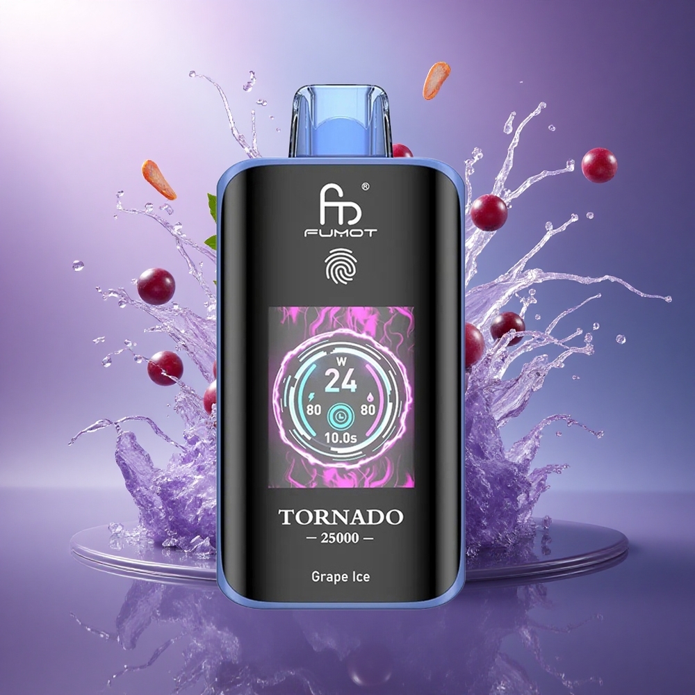 Fumot Tornado 25000 Puffs Gelado de Uva com Tela HD e 700mAh