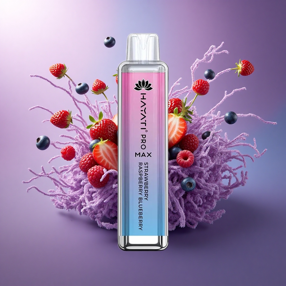 Hayati Pro Max 4000 Puffs Morango Framboesa Mirtilo com 5 Nicotina e Bateria 1400mAh