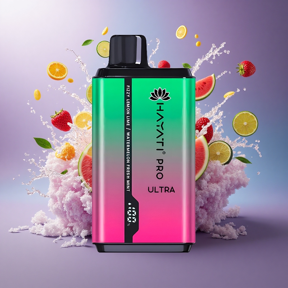 Hayati Pro Ultra 15000 Puffs Limão Lima Refrescante com Melancia e Hortelã 850mAh 2 Nicotina