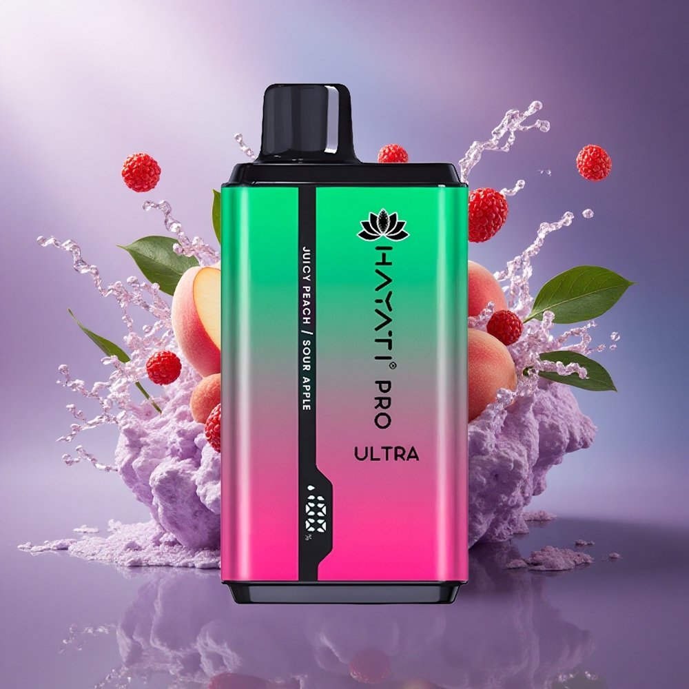 Hayati Pro Ultra 15000 Puffs Maçã Azeda Pêssego Suculento com 2 Nicotina e 850mAh