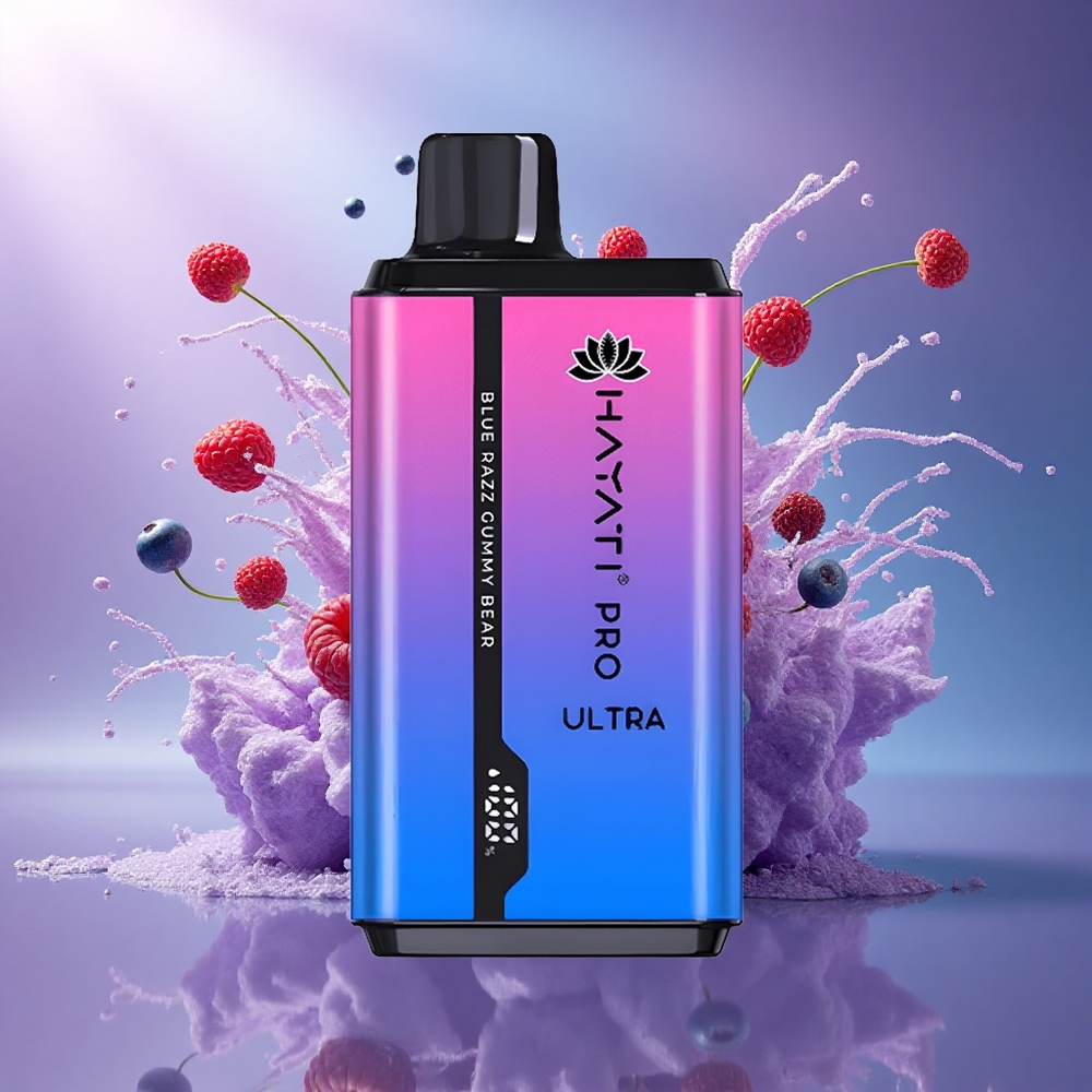 Hayati Pro Ultra 15000 Puffs Urso de Goma Azul Framboesa 850mAh 2 Nicotina