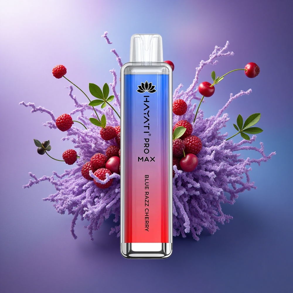 Hayati Pro Max 4000 Puffs Cereja Framboesa Azul com 5 Nicotina e 1400mAh