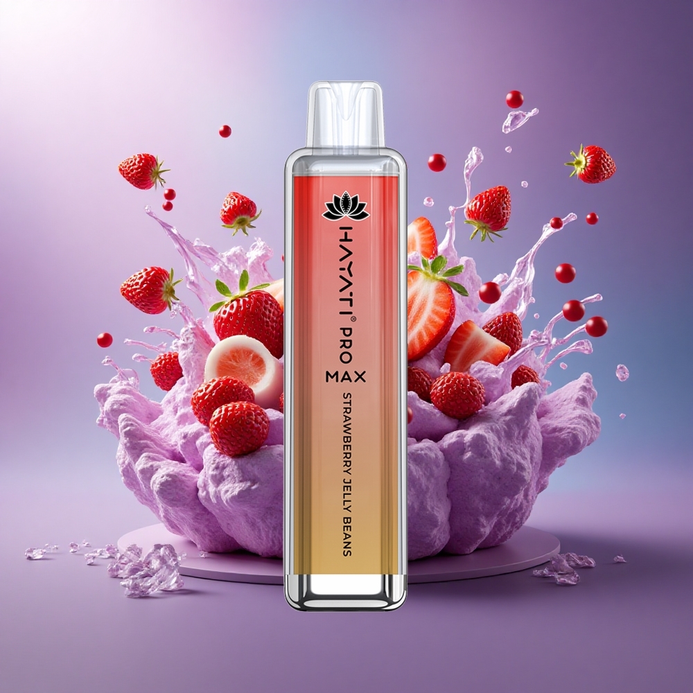 Hayati Pro Max 4000 Puffs Feijão de Gelatina de Morango com 5 Nicotina e Bateria 1400mAh