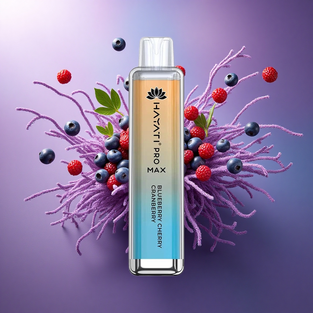 Hayati Pro Max 4000 Puffs Mirtilo Cereja Oxicoco com 5 Nicotina e Bateria 1400mAh