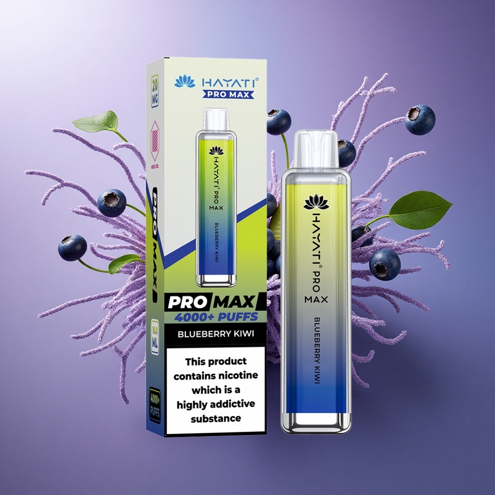 Hayati Pro Max 4000 Puffs Mirtilo Kiwi com 5 Nicotina e Bateria 1400mAh