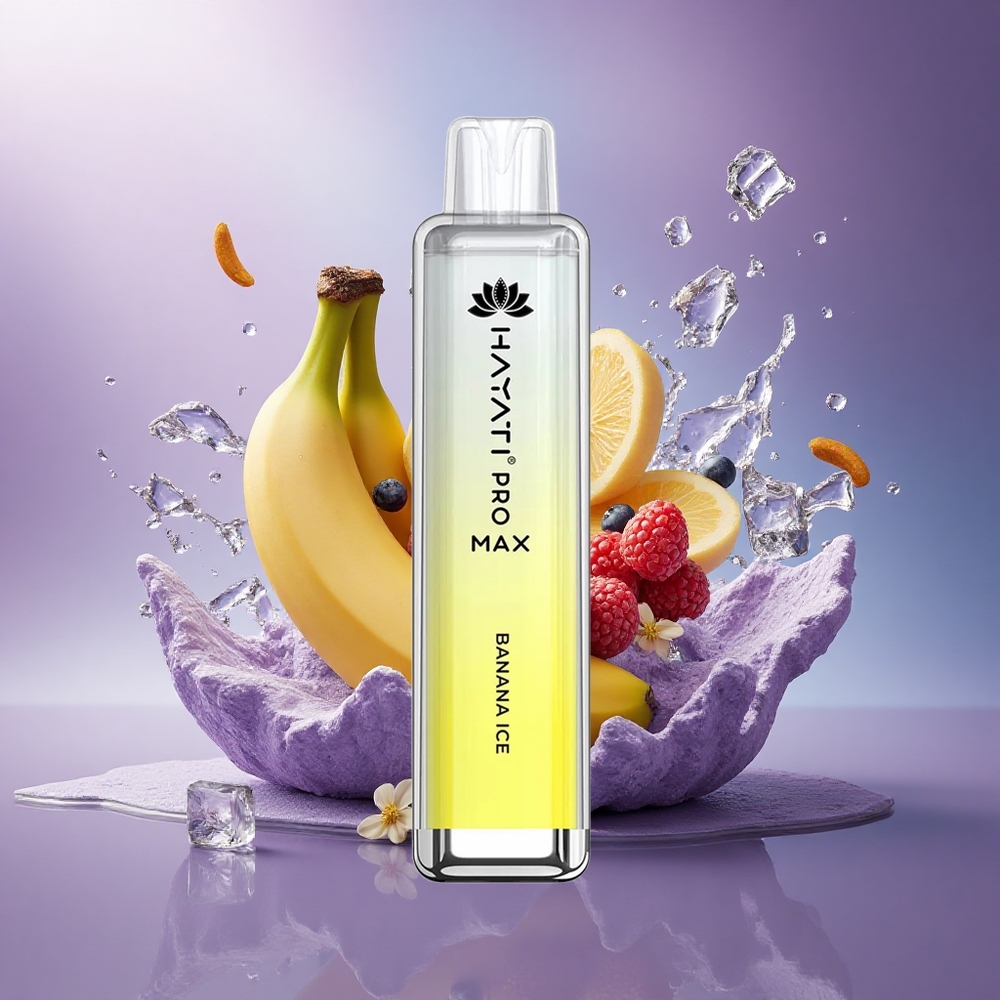 Hayati Pro Max 4000 Puffs Banana Gelo com Bateria 1400mAh e Nicotina 5