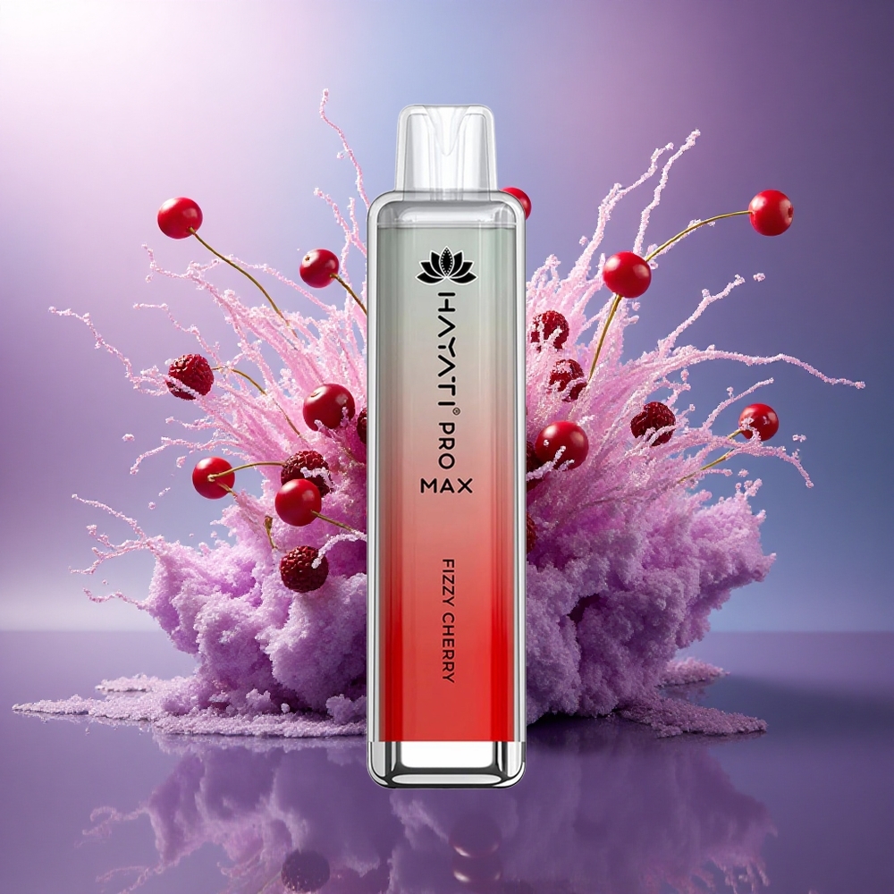 Hayati Pro Max 4000 Puffs Cereja Fizzy com 5 Nicotina e Bateria 1400mAh