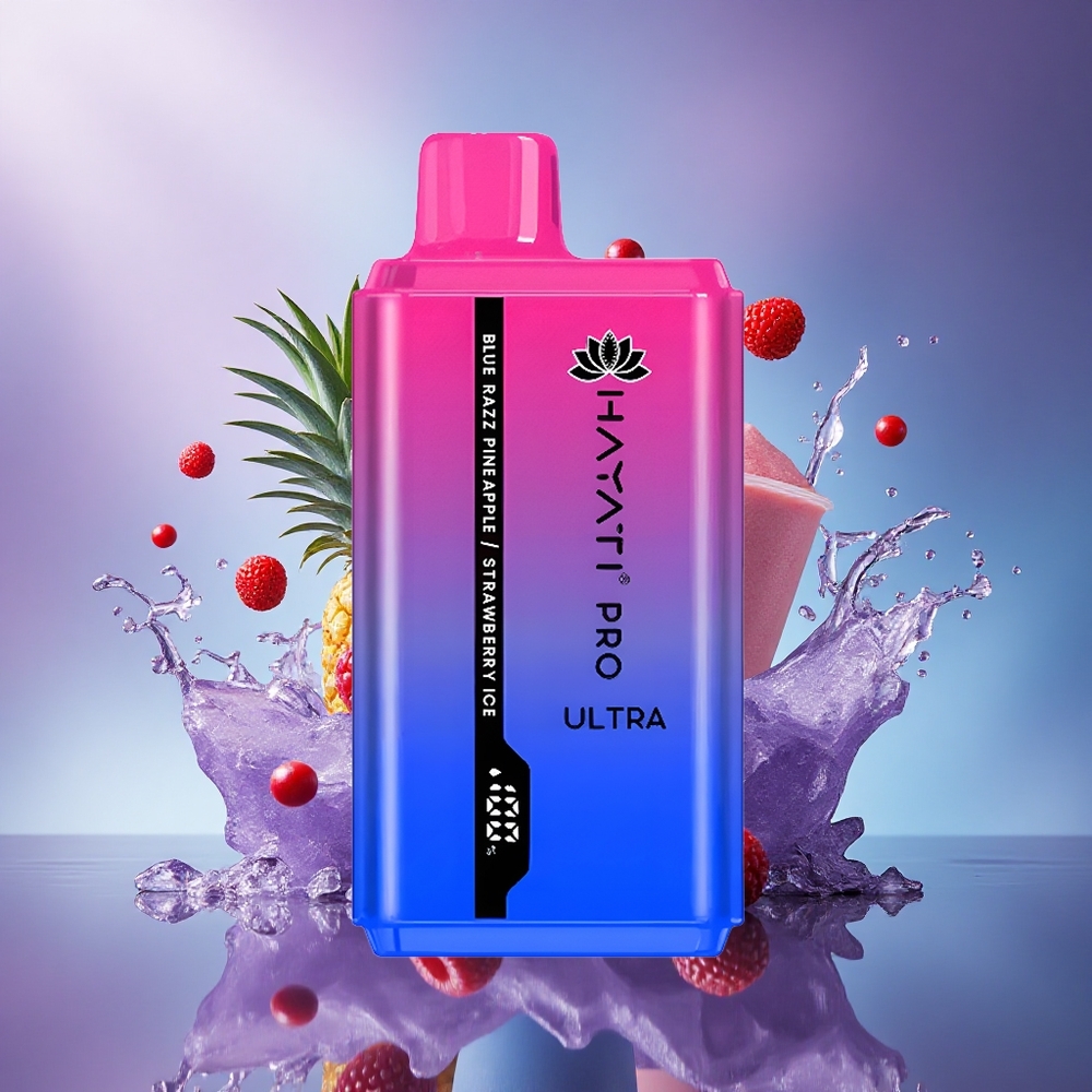 Hayati Pro Ultra 15000 Puffs Gelado de Ananás Morango Framboesa Azul com 2 Nicotina e 850mAh