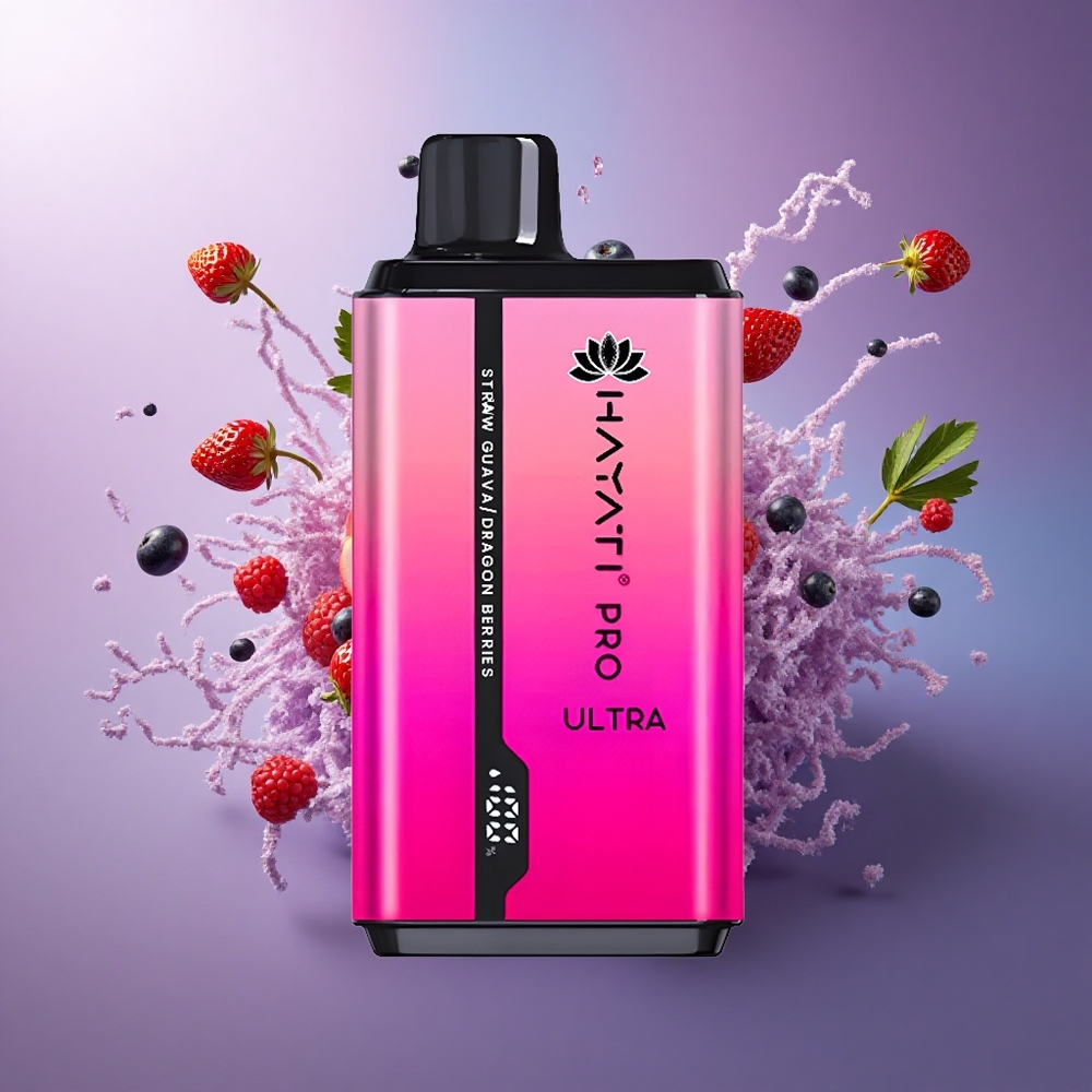 Hayati Pro Ultra 15000 Puffs Morango Goiaba Frutas do Dragão 850mAh 2 Nicotina