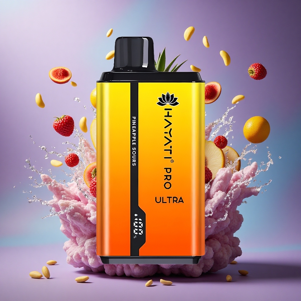Hayati Pro Ultra 15000 Puffs Azedas de Abacaxi com 2 de Nicotina e 850mAh