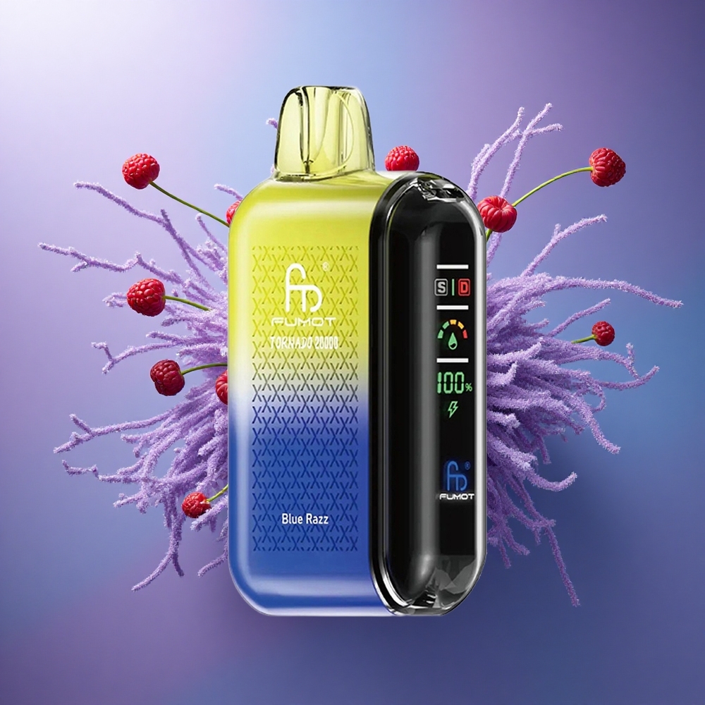 Fumot Tornado 20000 Puffs Azul Framboesa com Bateria Recarregável 850mAh e Controle de Fluxo de Ar