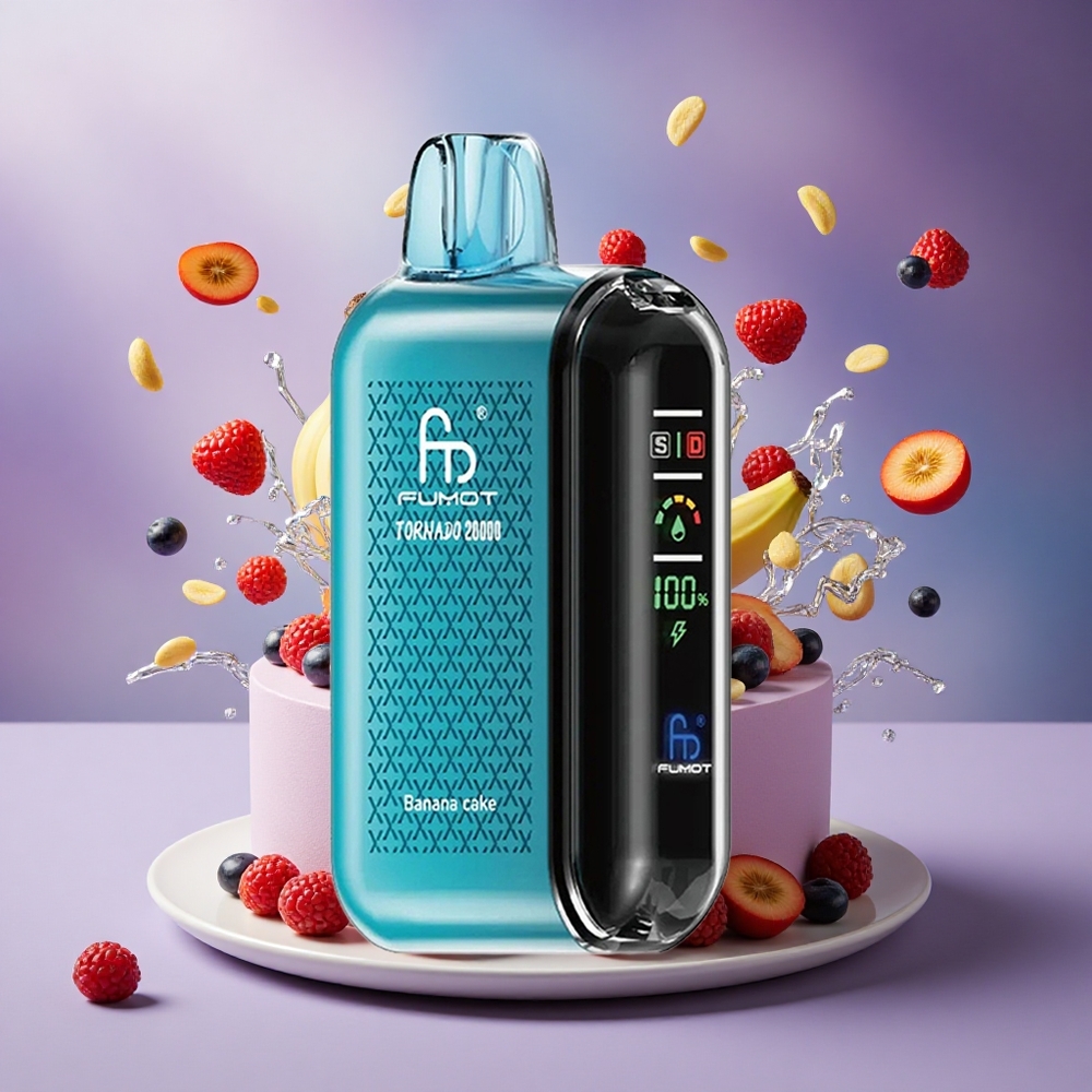 Fumot Tornado 20000 Puffs Bolo de Banana com Bateria 850mAh e Nicotina 2