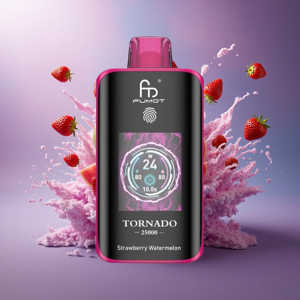 Fumot Tornado 25000 Puffs Morango Melancia com Bateria 700mAh e Nicotina 0/2/3/5