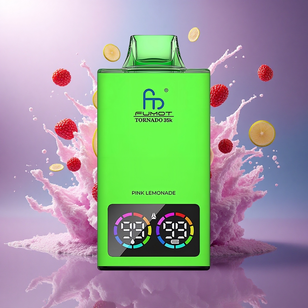 Fumot Tornado 35000 Puffs Limão Rosado Dupla Malha USB-C 700mAh