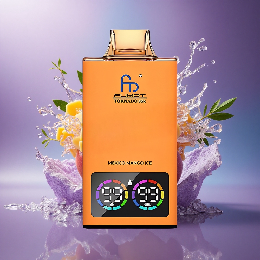 Fumot Tornado 35000 Puffs Manga Gelo Mexicano com Bobina Dupla e Luzes RGB Variáveis