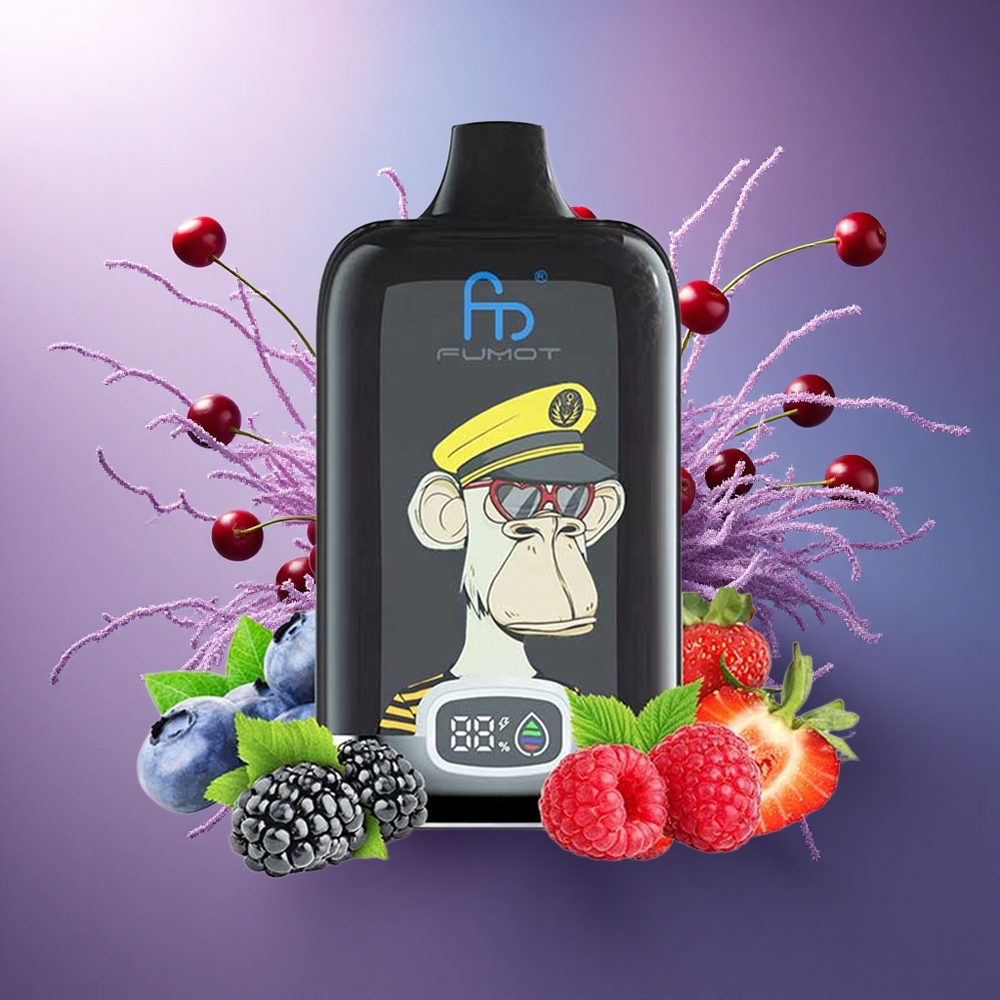 Fumot Tornado Digital Box 12000 Puffs Cereja Digital Box 550mAh Tipo-C Recarregável