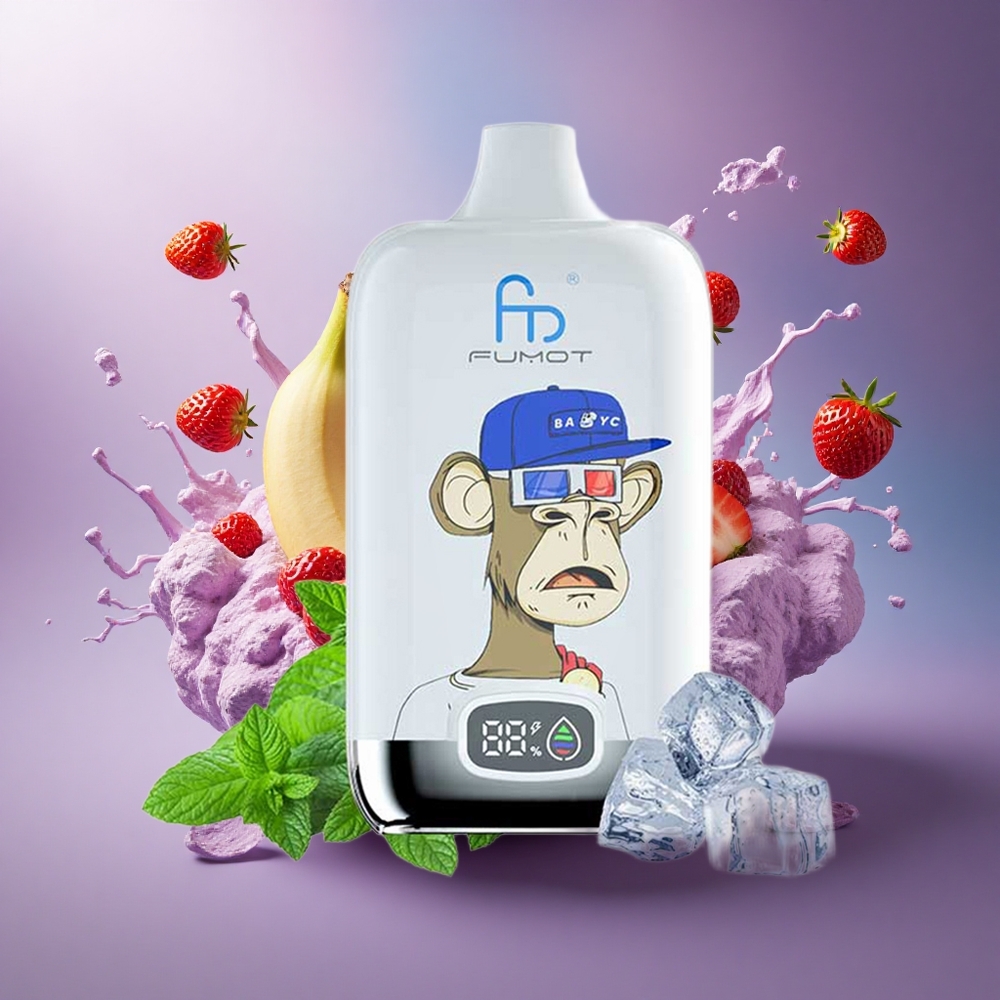 Fumot Tornado Digital Box 12000 Puffs Morango Banana 550mAh Mesh Coil