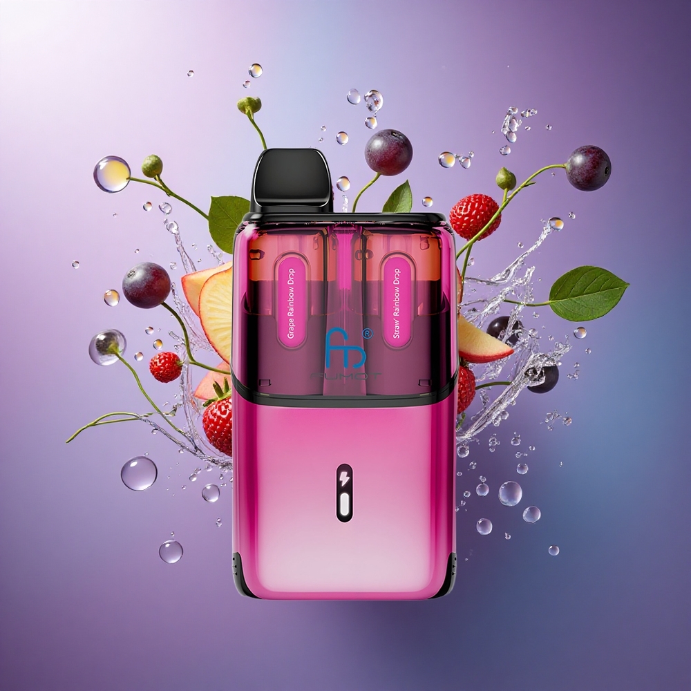 Fumot Ultra T32000 Puffs Gotas do Arco-Íris de Morango com Bateria de 800mAh e Nicotina de 20mg