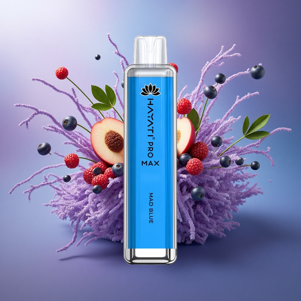 Hayati Pro Max 4000 Puffs Azul Louco Duplo 11 Ohm Recarregável 1400mAh