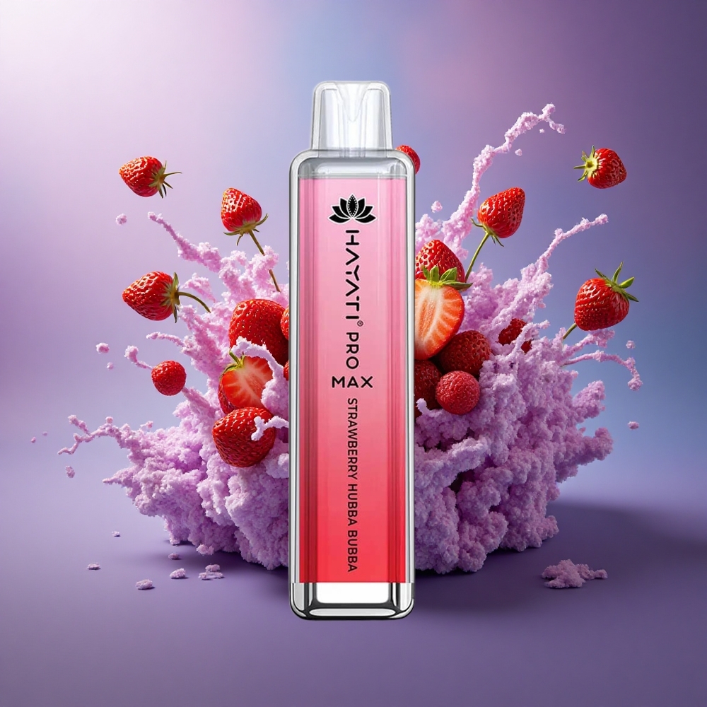 Hayati Pro Max 4000 Puffs Balão de Morango Hubba Bubba com 5 Nicotina e 1400mAh
