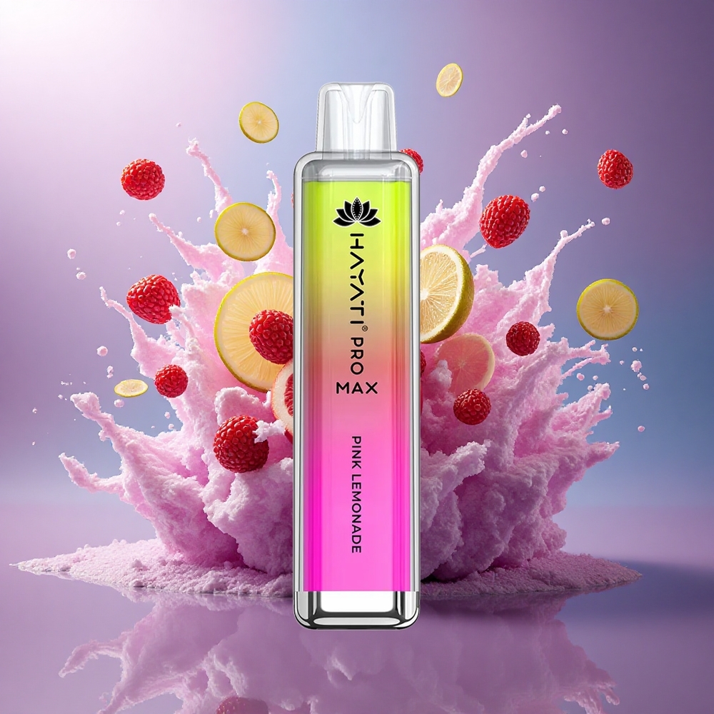 Hayati Pro Max 4000 Puffs Limão Rosa Recarregável 1400mAh 5 Nicotina