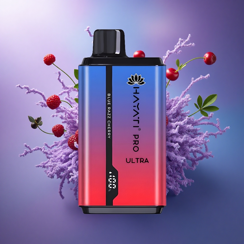 Hayati Pro Ultra 15000 Puffs Cereja Framboesa Azul 850mAh 2 Nicotina