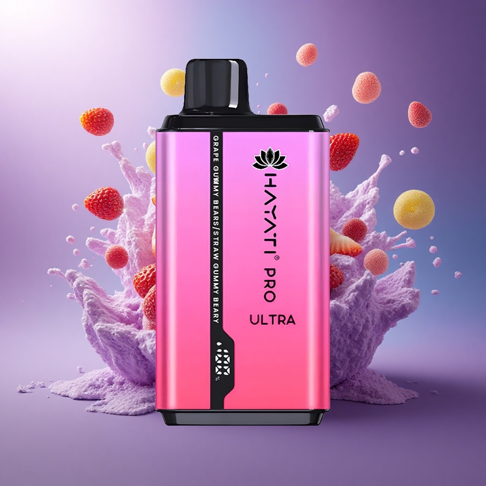Hayati Pro Ultra 15000 Puffs Urso de Goma Uva Urso de Goma Morango 850mAh 24ml 2 Nicotina